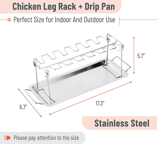 Chicken Leg Rack for Grill with Drip Pan for Smoker, Chicken Drumstick Holder