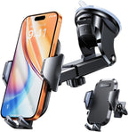 The car phone mount is compatible with iPhone, Samsung, and Android phones.
