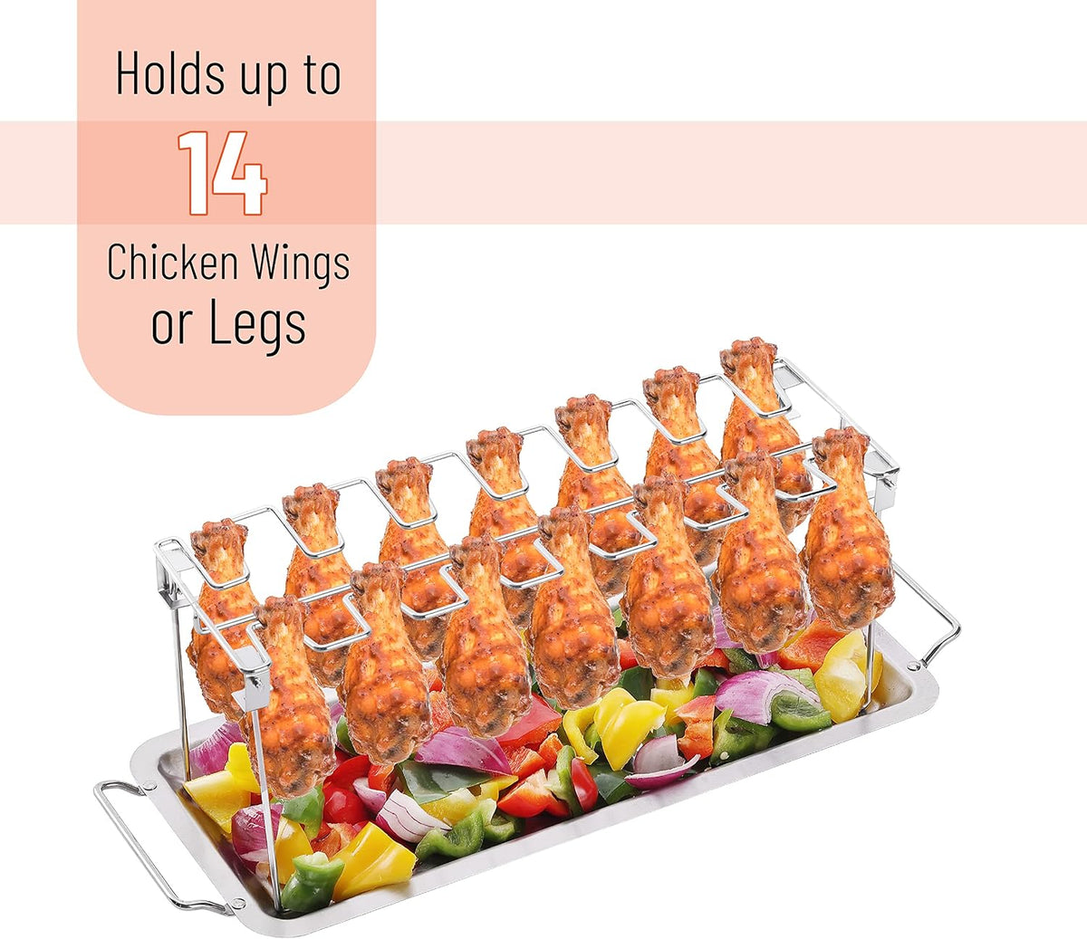 Chicken Leg Rack for Grill with Drip Pan for Smoker, Chicken Drumstick Holder