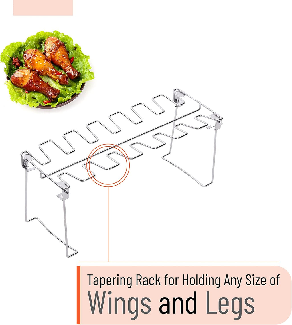 Chicken Leg Rack for Grill with Drip Pan for Smoker, Chicken Drumstick Holder